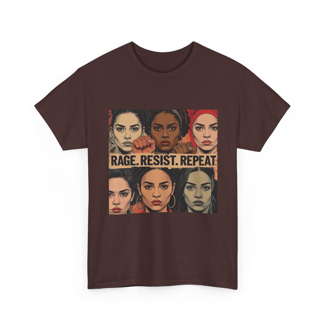 Rage Resist Repeat TShirt Feminist Protest Graphic Tee Empowerment Shirt for Women Bold Social Justice Apparel- Ten & Timber