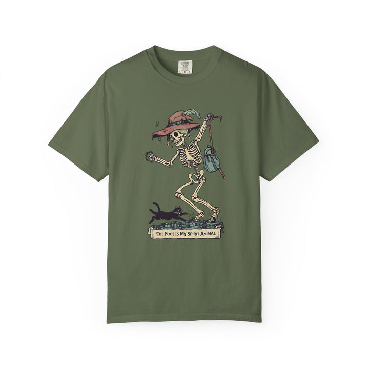 The Fool Is My Spirit Animal TShirt Skeleton Tarot Card Tee Witchy Goth Shirt Halloween Occult Graphic Unisex Top- Ten & Timber