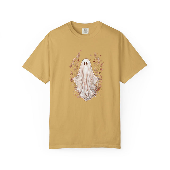 Boho Ghost T-Shirt Cozy Autumn Halloween Tee with Neutral Fall Florals, Aesthetic Spooky Season Shirt for Women- Ten & Timber