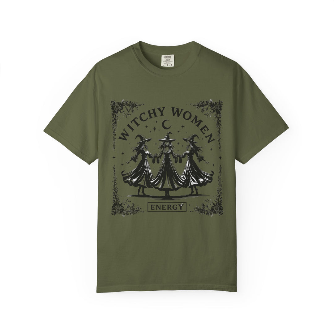 Witchy Women Energy T-Shirt, Unisex Garment-Dyed Tee, Boho Shirt, Halloween Apparel, Spiritual Gift, Tarot Lovers Top- Ten & Timber