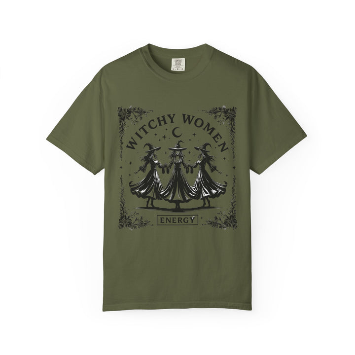 Witchy Women Energy T-Shirt, Unisex Garment-Dyed Tee, Boho Shirt, Halloween Apparel, Spiritual Gift, Tarot Lovers Top- Ten & Timber