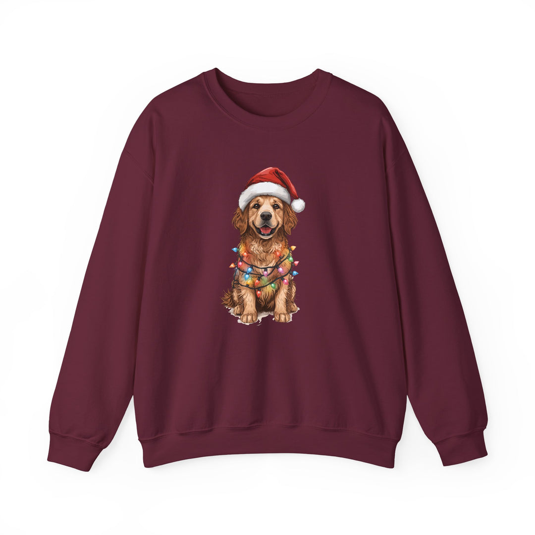 Golden Retriever Christmas Lights Sweatshirt | Cute Dog Santa Holiday Crewneck