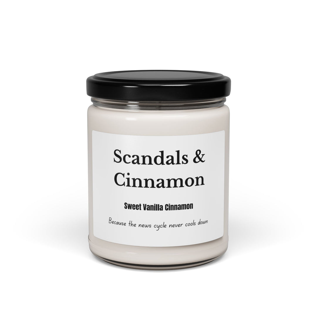 Scandals & Cinnamon Candle Cinnamon Vanilla Scent Political Satire Candle Funny Gift for News Junkies- Ten & Timber