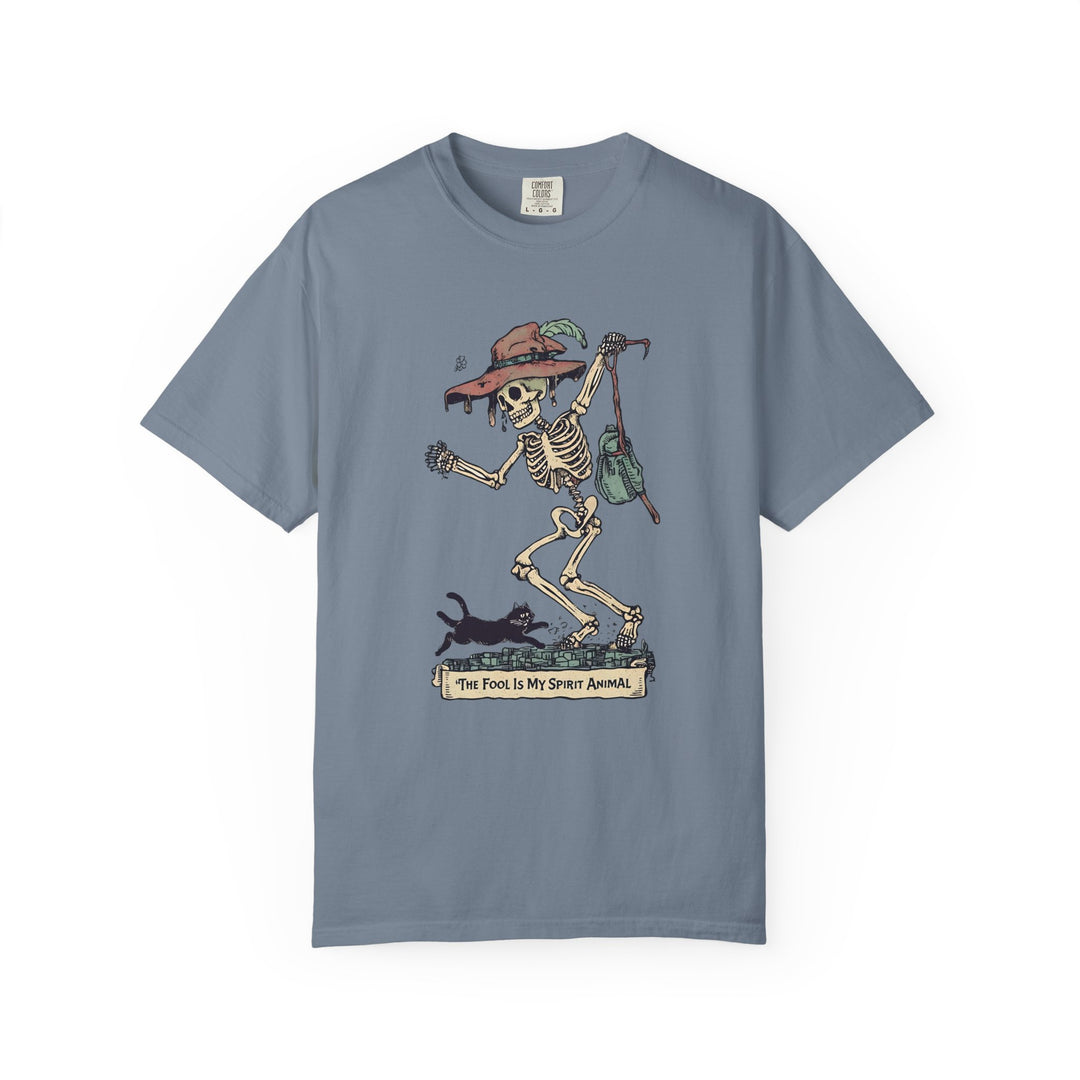 The Fool Is My Spirit Animal TShirt Skeleton Tarot Card Tee Witchy Goth Shirt Halloween Occult Graphic Unisex Top- Ten & Timber