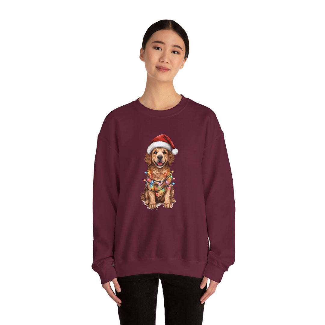Golden Retriever Christmas Lights Sweatshirt | Cute Dog Santa Holiday Crewneck