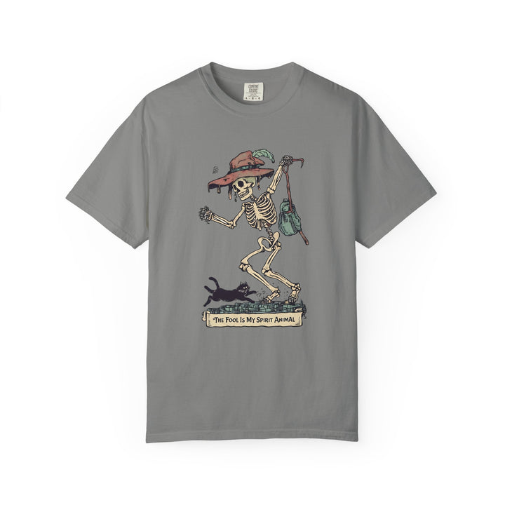 The Fool Is My Spirit Animal TShirt Skeleton Tarot Card Tee Witchy Goth Shirt Halloween Occult Graphic Unisex Top- Ten & Timber