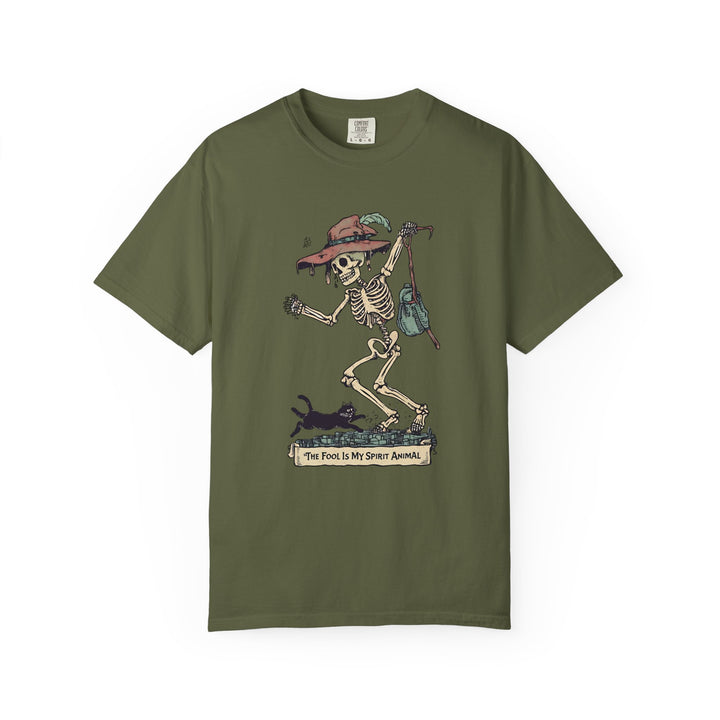 The Fool Is My Spirit Animal TShirt Skeleton Tarot Card Tee Witchy Goth Shirt Halloween Occult Graphic Unisex Top- Ten & Timber