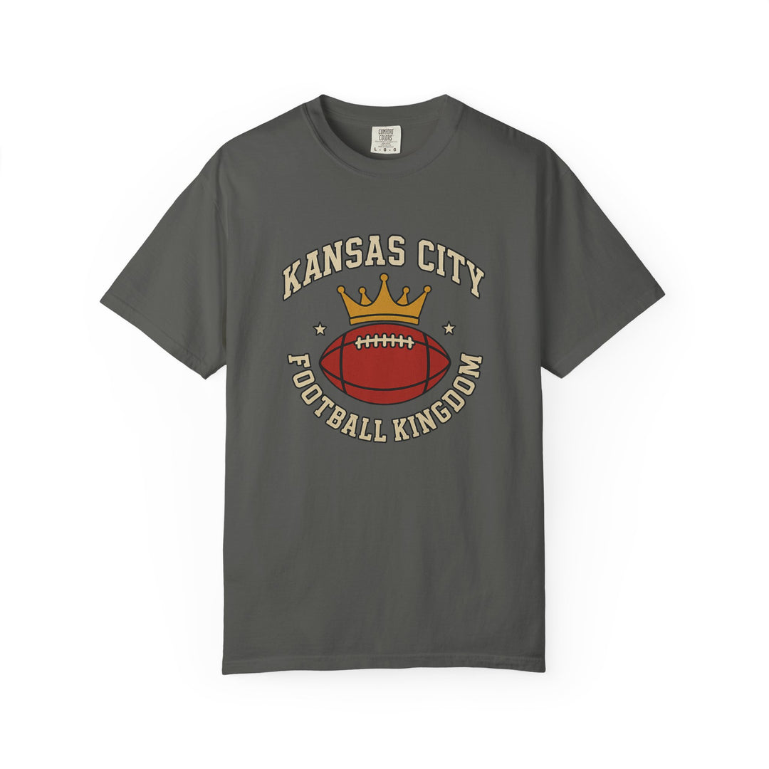 Kansas City Football Kingdom T-Shirt KC Crown and Football Graphic Tee- Ten & Timber