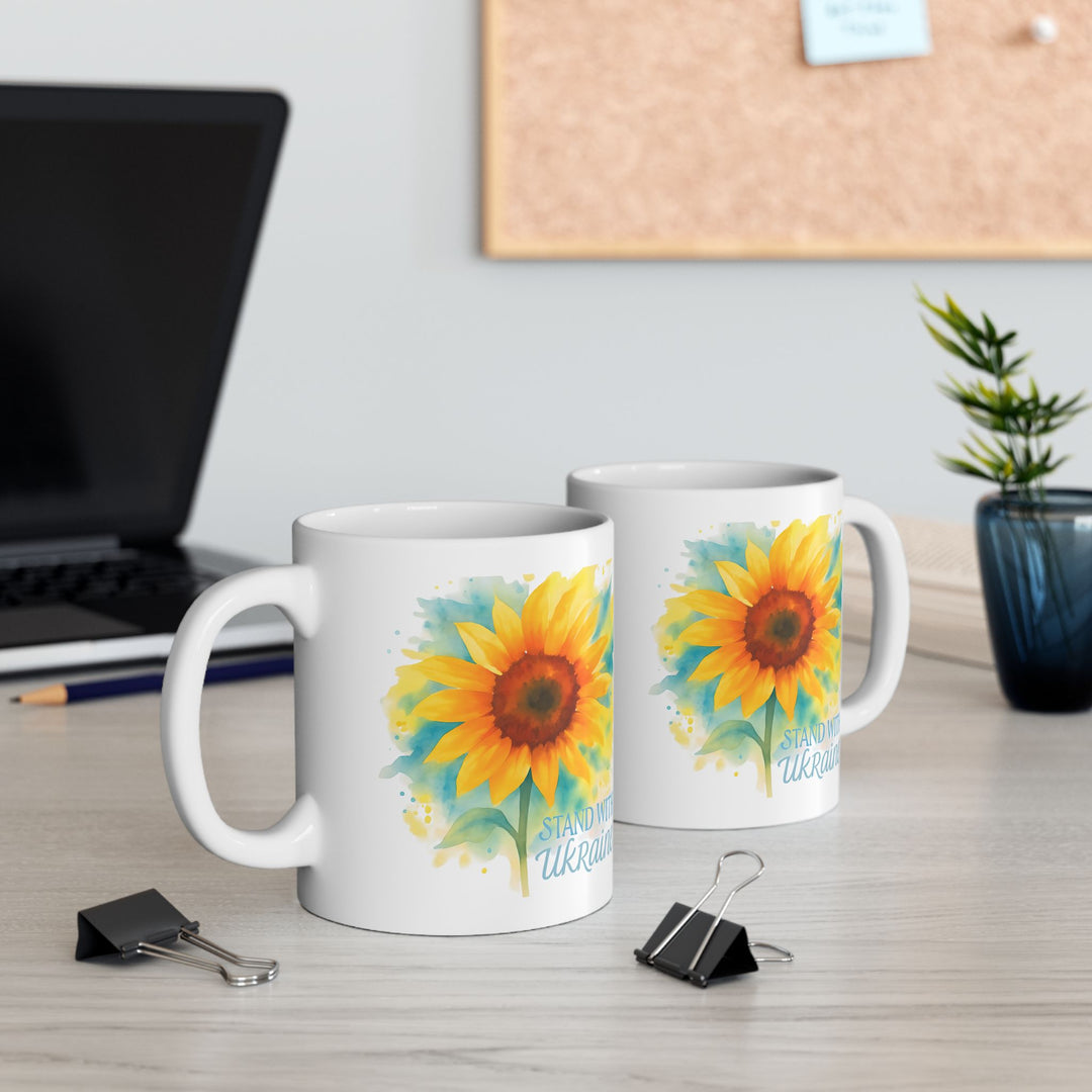 Stand With Ukraine Sunflower Mug – Inspirational Support Gift- Ten & Timber