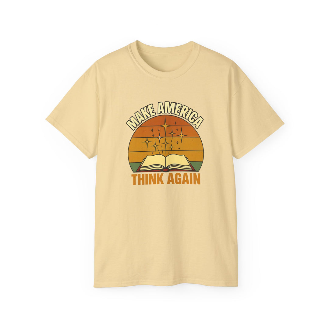 Retro Open Book Tee, Inspiring Smart Minds, Critical Thinking Shirt, Unisex Cotton TShirt, Truth Over Noise Graphic Tee, Sunset Curiosity- Ten & Timber