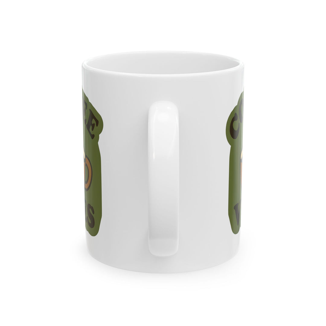 Coffee Vibes Mug Retro Green & Brown Coffee Cup Cute Gift for Coffee Lovers