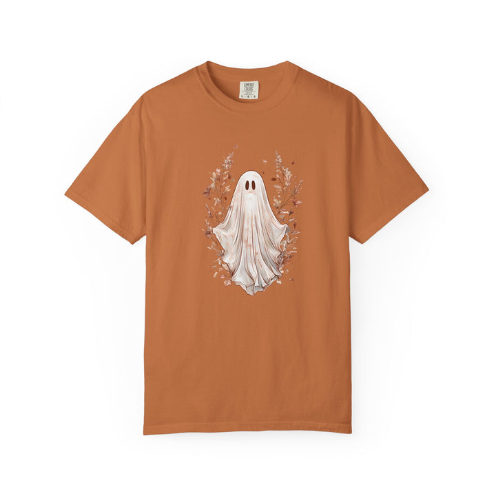 Boho Ghost T-Shirt Cozy Autumn Halloween Tee with Neutral Fall Florals, Aesthetic Spooky Season Shirt for Women- Ten & Timber