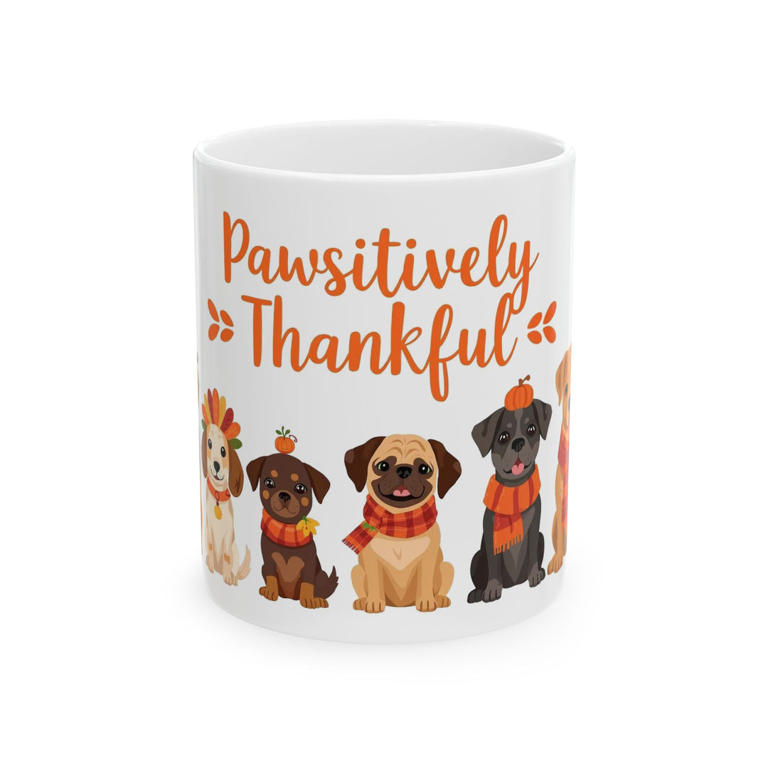 Pawsitively Thankful Fall Dog Mug, Cute Thanksgiving Coffee Cup, Autumn Dog Lover Gift- Ten & Timber