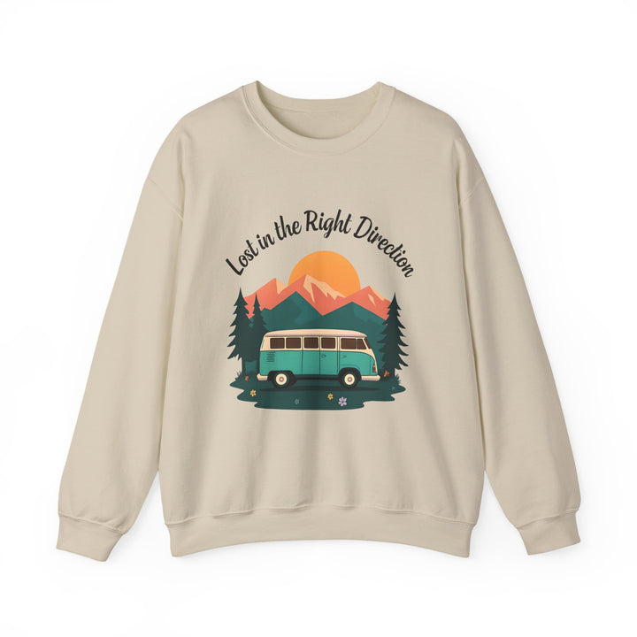 Lost in the Right Direction Sweatshirt Retro Adventure Van Camping Pullover Wanderlust Boho Travel Crewneck Nature Road Trip Hiking Shirt- Ten & Timber