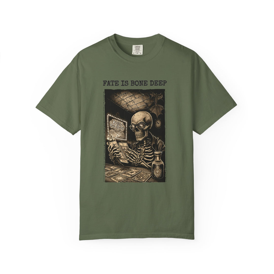 Fate Is Bone Deep TShirt Gothic Skeleton Tarot Tee Dark Occult Fortune Teller Shirt Bone Readings Unisex Graphic Top- Ten & Timber