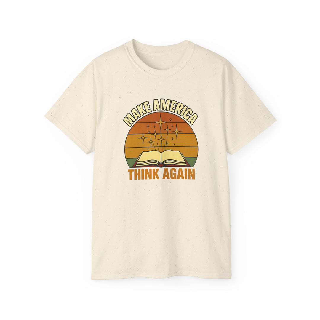 Retro Open Book Tee, Inspiring Smart Minds, Critical Thinking Shirt, Unisex Cotton TShirt, Truth Over Noise Graphic Tee, Sunset Curiosity- Ten & Timber