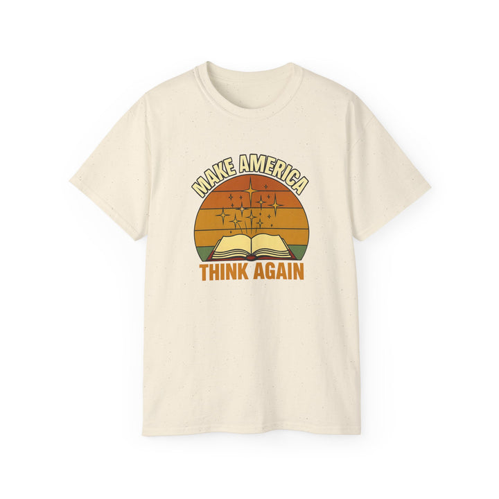 Retro Open Book Tee, Inspiring Smart Minds, Critical Thinking Shirt, Unisex Cotton TShirt, Truth Over Noise Graphic Tee, Sunset Curiosity- Ten & Timber