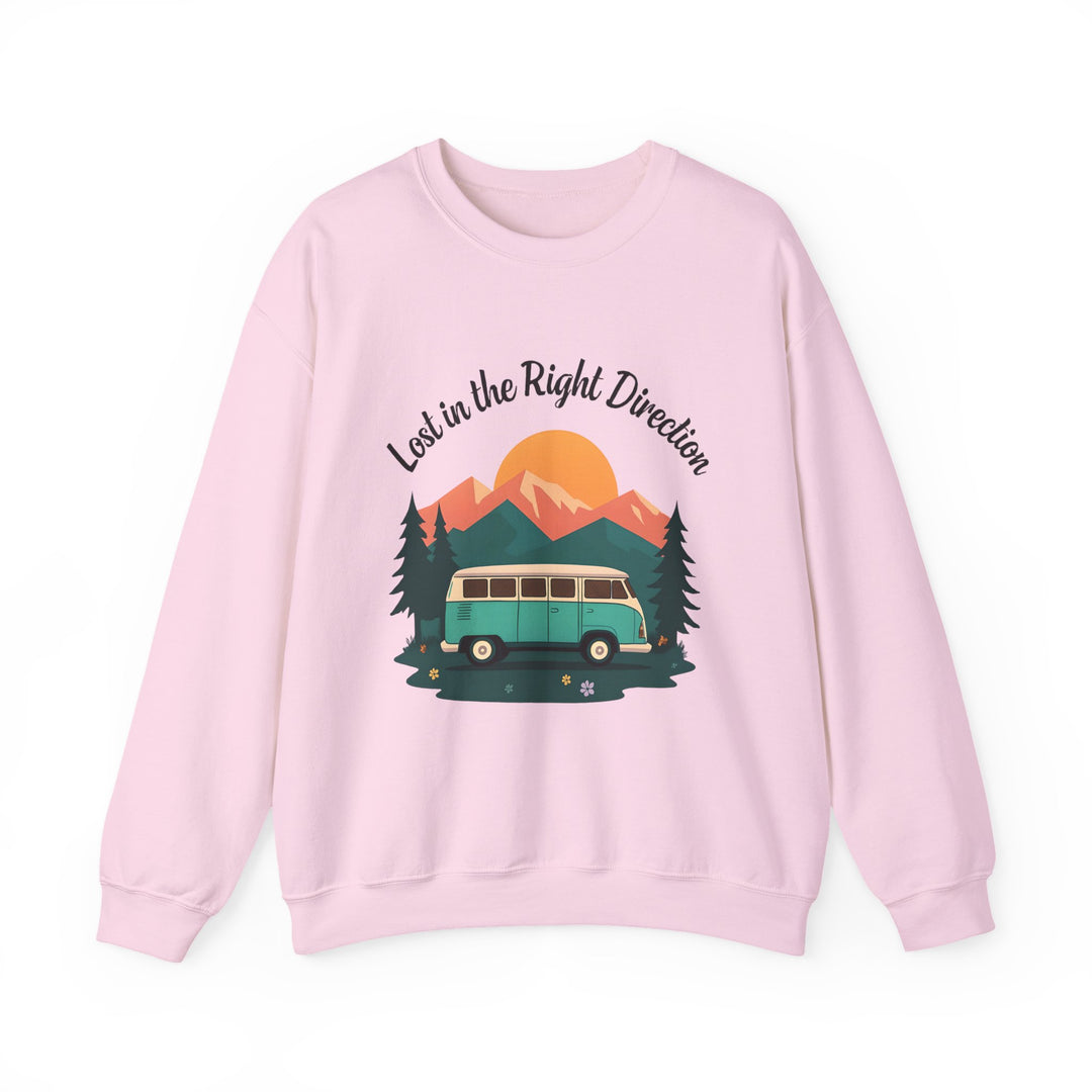 Lost in the Right Direction Sweatshirt Retro Adventure Van Camping Pullover Wanderlust Boho Travel Crewneck Nature Road Trip Hiking Shirt- Ten & Timber