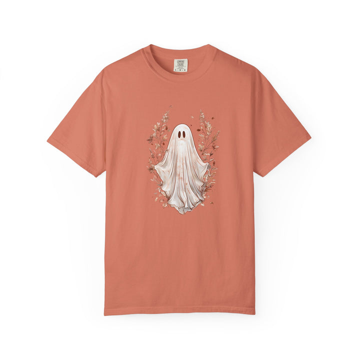 Boho Ghost T-Shirt Cozy Autumn Halloween Tee with Neutral Fall Florals, Aesthetic Spooky Season Shirt for Women- Ten & Timber