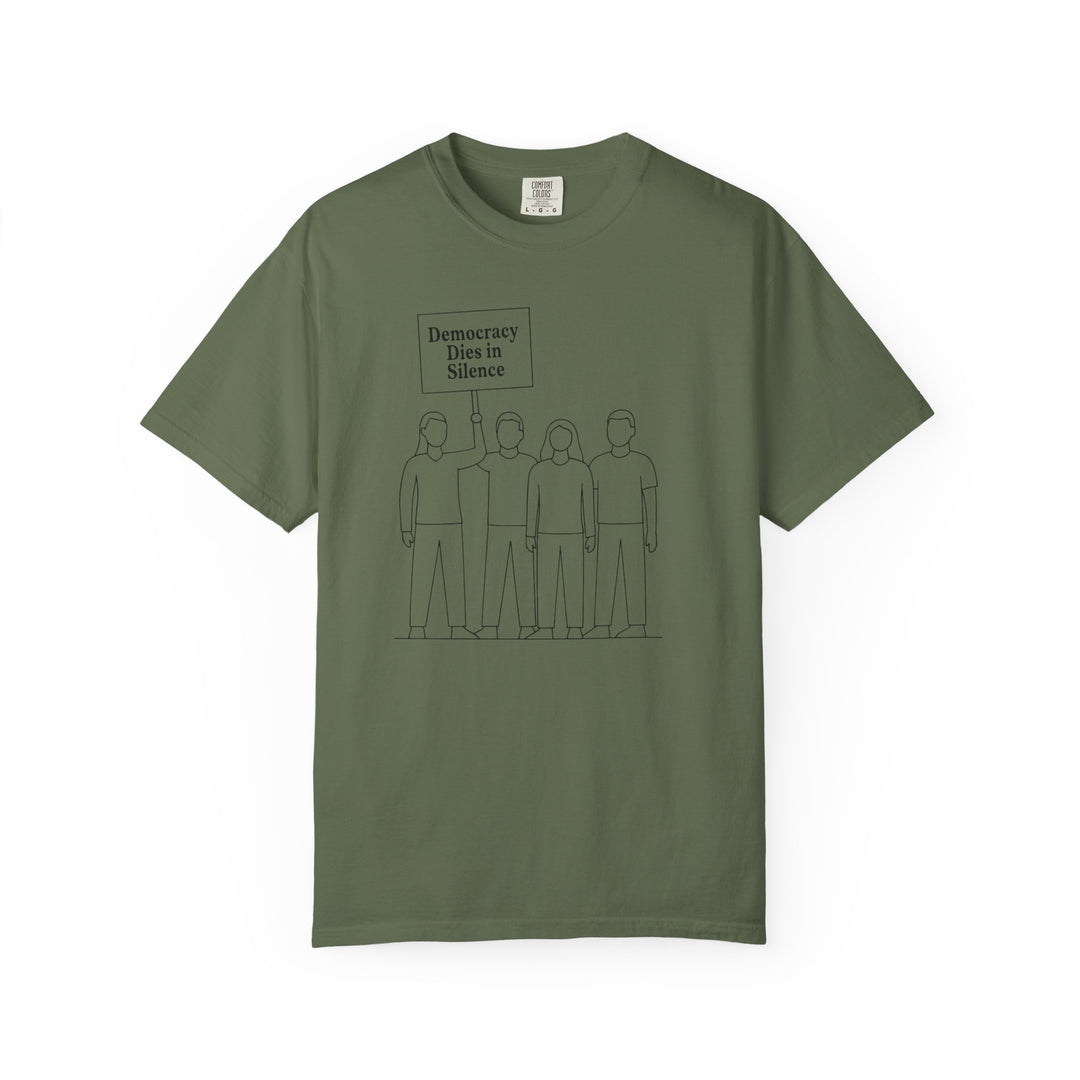 Democracy Dies in Silence T-Shirt – Minimalist Protest Graphic Tee for Free Speech- Ten & Timber