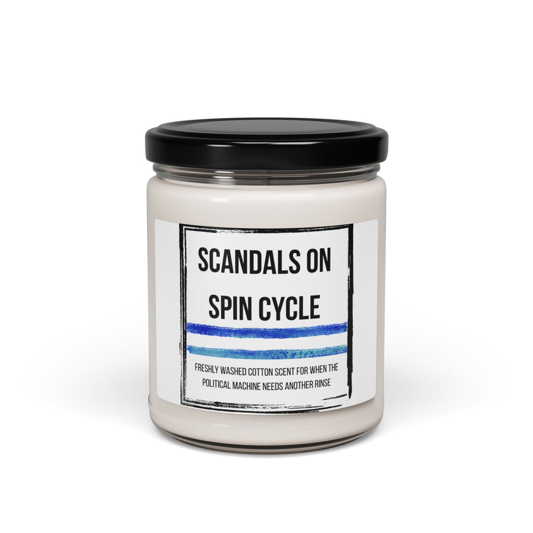 Scandals on Spin Cycle Candle | Scented Soy Candle for Political Humor, Gift for Activists, Home Decor, Relaxation, Self-Care- Ten & Timber