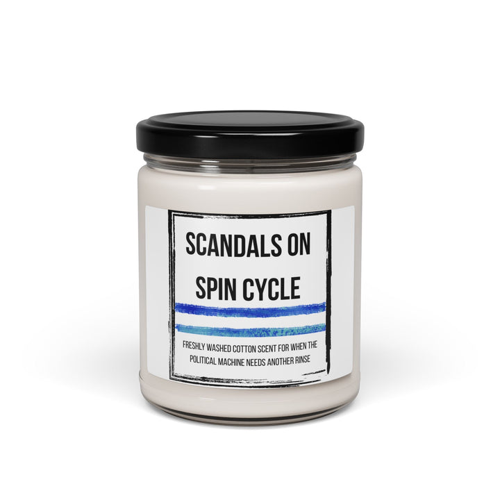 Scandals on Spin Cycle Candle | Scented Soy Candle for Political Humor, Gift for Activists, Home Decor, Relaxation, Self-Care- Ten & Timber