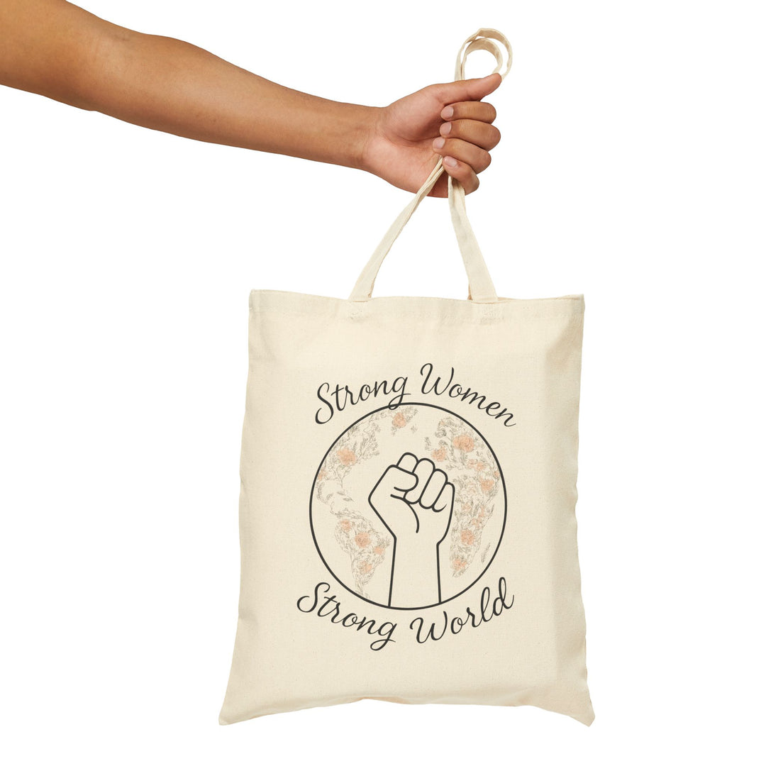Strong Women Strong World Tote Bag | Feminist Empowerment Canvas Bag- Ten & Timber