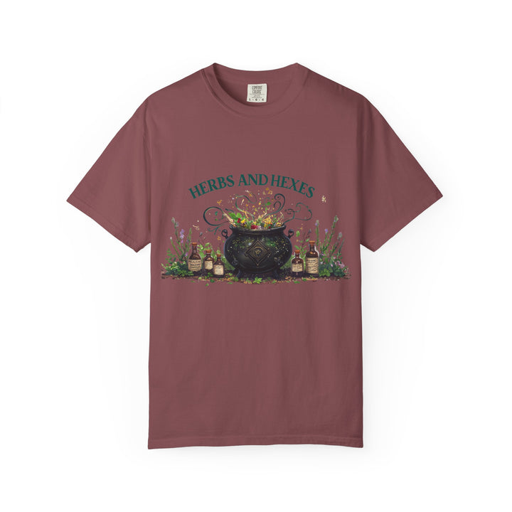 Herbs and Hexes TShirt Witchy Botanical Graphic Tee Magical Cauldron Shirt Halloween Herb Lover Gift Unisex Witch core Top- Ten & Timber