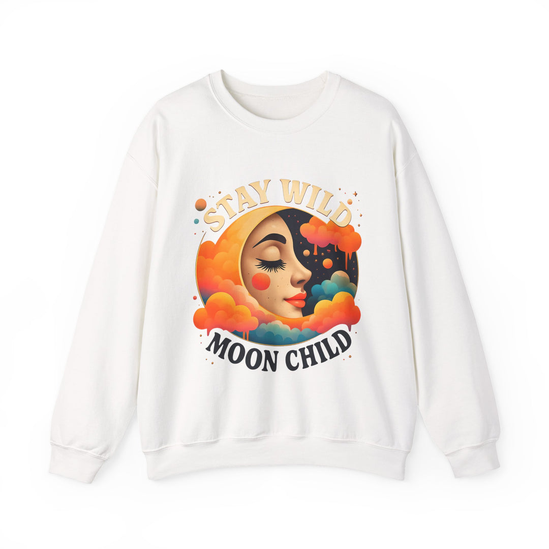 Stay Wild Moon Child Sweatshirt Boho Celestial Pullover Retro Cosmic Moon Crewneck Spiritual Starry Night Sweater- Ten & Timber