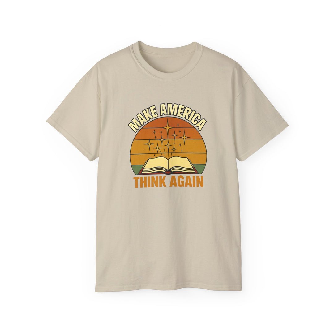 Retro Open Book Tee, Inspiring Smart Minds, Critical Thinking Shirt, Unisex Cotton TShirt, Truth Over Noise Graphic Tee, Sunset Curiosity- Ten & Timber