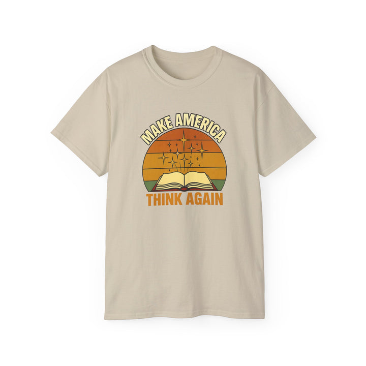 Retro Open Book Tee, Inspiring Smart Minds, Critical Thinking Shirt, Unisex Cotton TShirt, Truth Over Noise Graphic Tee, Sunset Curiosity- Ten & Timber