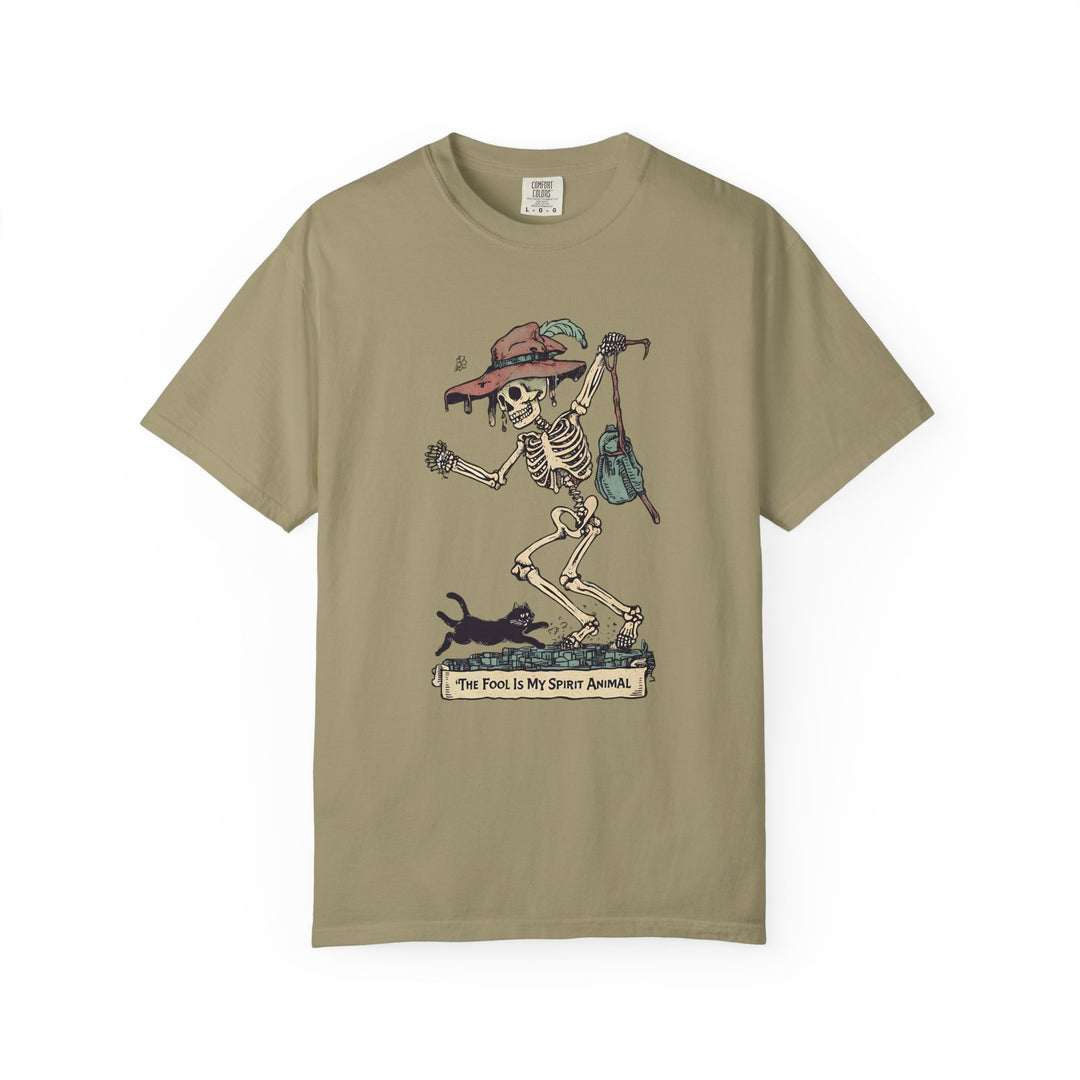 The Fool Is My Spirit Animal TShirt Skeleton Tarot Card Tee Witchy Goth Shirt Halloween Occult Graphic Unisex Top- Ten & Timber