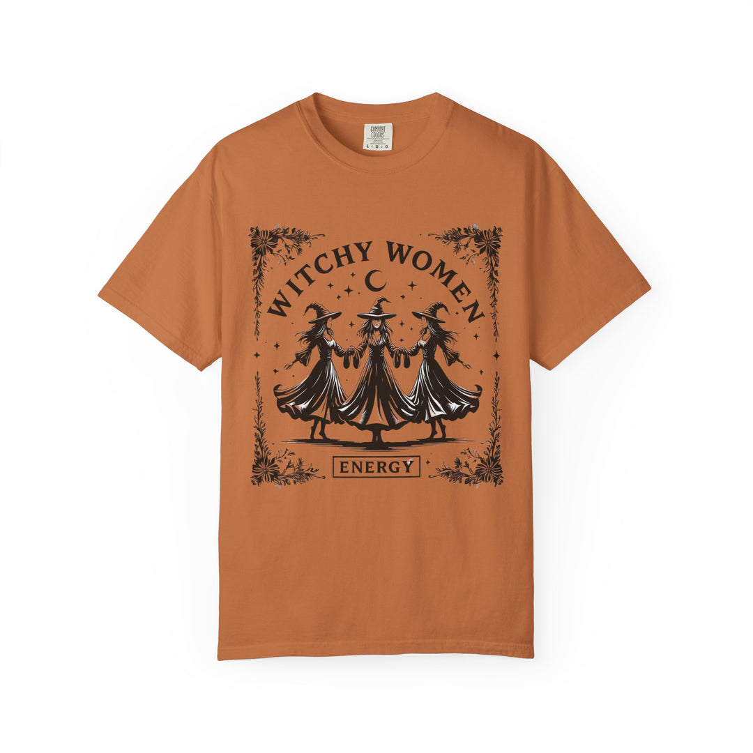 Witchy Women Energy T-Shirt, Unisex Garment-Dyed Tee, Boho Shirt, Halloween Apparel, Spiritual Gift, Tarot Lovers Top- Ten & Timber