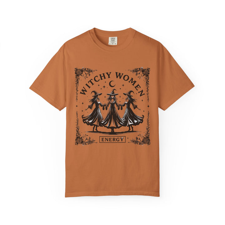 Witchy Women Energy T-Shirt, Unisex Garment-Dyed Tee, Boho Shirt, Halloween Apparel, Spiritual Gift, Tarot Lovers Top- Ten & Timber