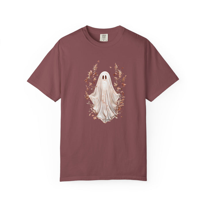 Boho Ghost T-Shirt Cozy Autumn Halloween Tee with Neutral Fall Florals, Aesthetic Spooky Season Shirt for Women- Ten & Timber