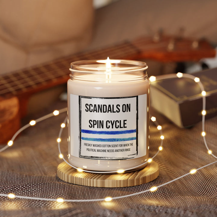 Scandals on Spin Cycle Candle | Scented Soy Candle for Political Humor, Gift for Activists, Home Decor, Relaxation, Self-Care
